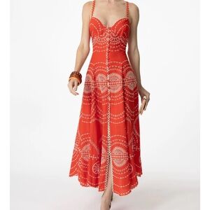 Charo Ruiz Red and White Maxi Dress